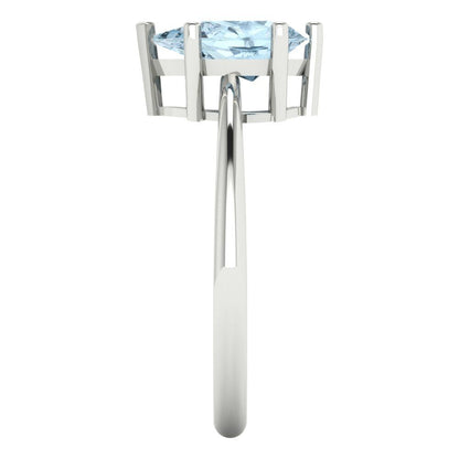 1.5 cttw Natural Aquamarine Solitaire  Engagement Ring - Solid Gold (Pear Cut,9x6mm)