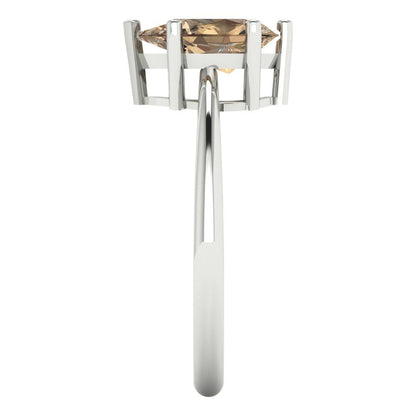 1.5 cttw Zirconia Simulated Champagne Diamond Solitaire  Engagement Ring - Solid Gold (VVS1, Pear Cut,9x6mm)