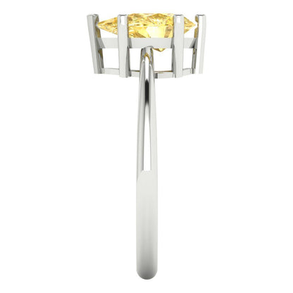 1.5 cttw Zirconia Simulated Yellow Diamond Solitaire  Engagement Ring - Solid Gold (VVS1, Pear Cut,9x6mm)