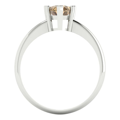 1.5 cttw Zirconia Simulated Champagne Diamond Solitaire  Engagement Ring - Solid Gold (VVS1, Pear Cut,9x6mm)