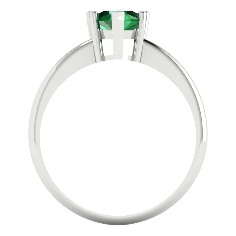 1.5 ct Brilliant Pear Cut Simulated Emerald Stone White Gold Solitaire Ring
