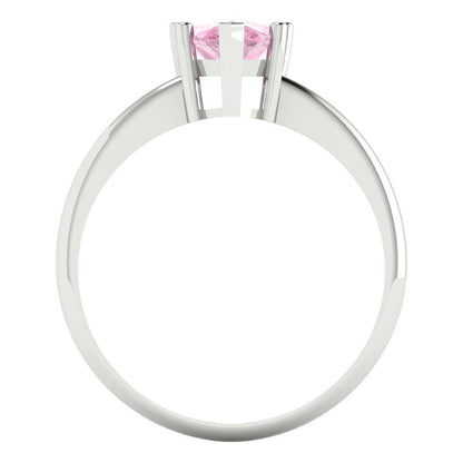 1.5 cttw Zirconia Simulated Pink Diamond Solitaire  Engagement Ring - Solid Gold (VVS1, Pear Cut,9x6mm)