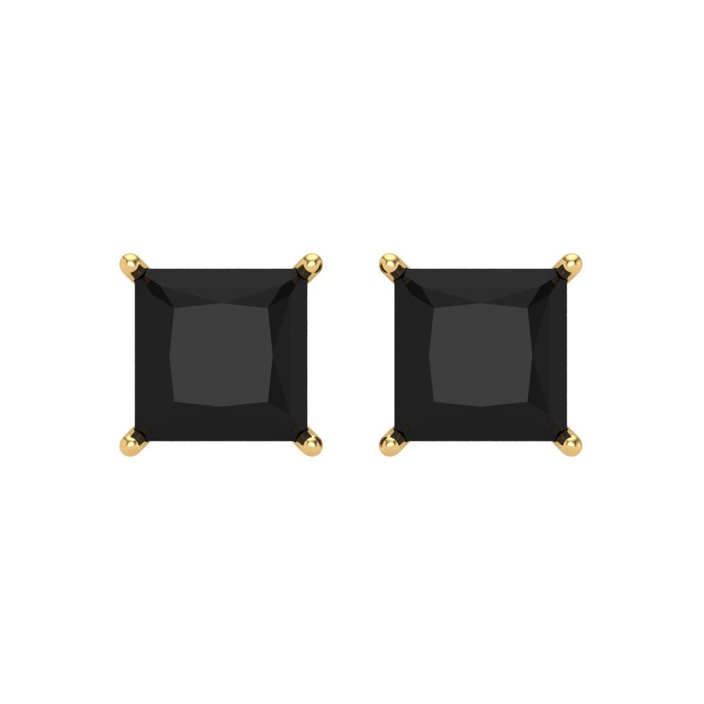 3 ctw Onyx Studs Earrings | 6.5mm Princess Cut White Gold Screw back | July Birthstone
