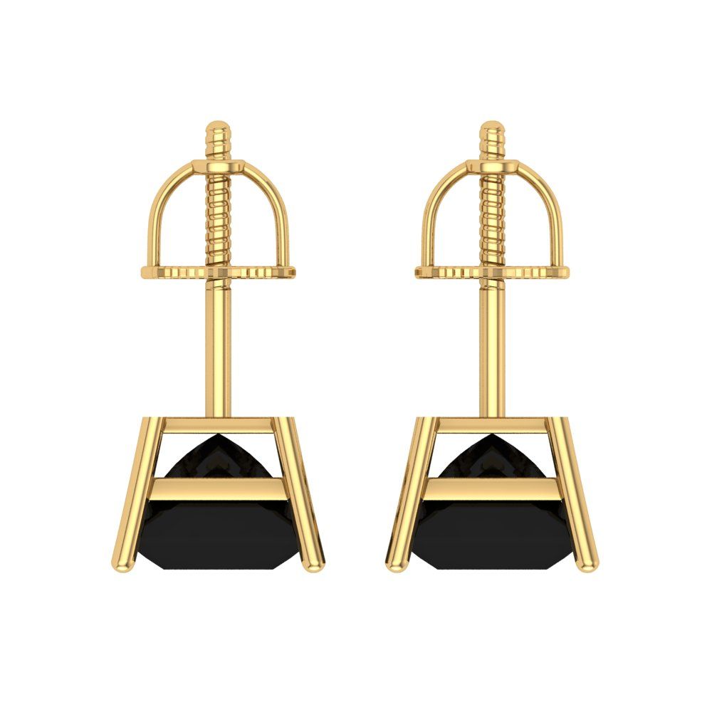 3 ctw Onyx Studs Earrings | 6.5mm Princess Cut White Gold Screw back | July Birthstone