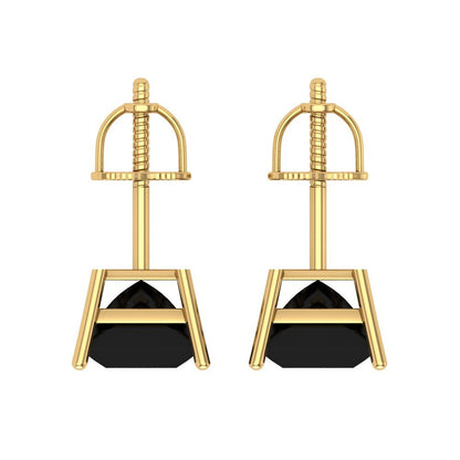 3 ctw Onyx Studs Earrings | 6.5mm Princess Cut White Gold Screw back | July Birthstone