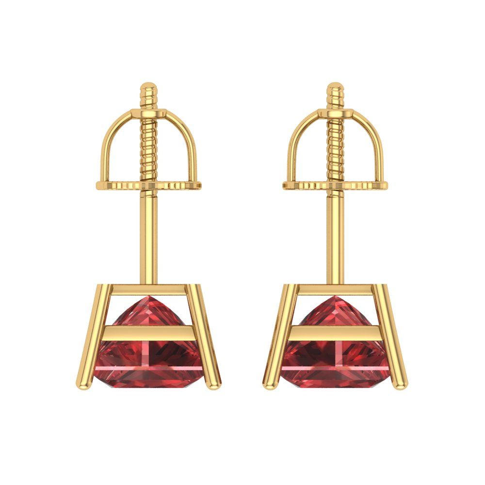 3 ctw Garnet Studs Earrings | 6.5mm Princess Cut White Gold Screw back | January Birthstone