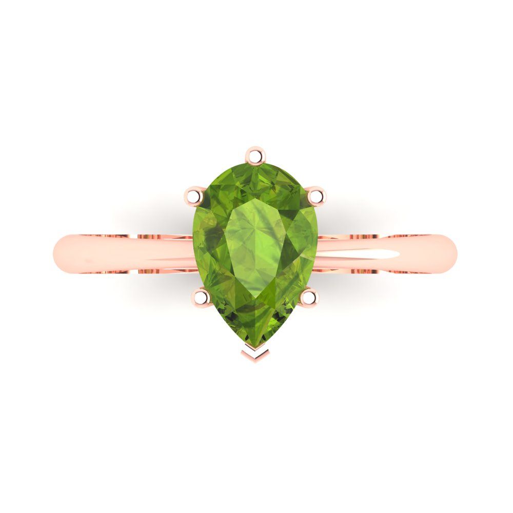 1.5 cttw Natural Peridot Solitaire  Engagement Ring - Solid Gold (Pear Cut,9x6mm)