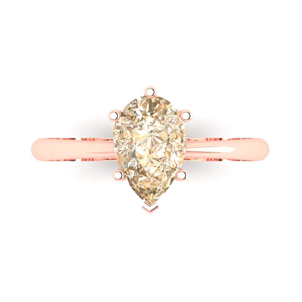 1.5 cttw Natural Morganite Solitaire  Engagement Ring - Solid Gold (Pear Cut,9x6mm)