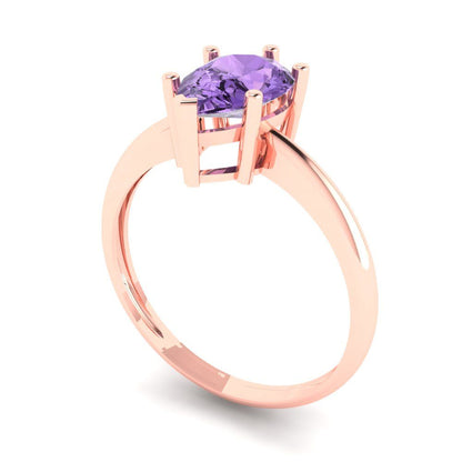 1.5 cttw Simulated Alexandrite Solitaire  Engagement Ring - Solid Rose Gold (VVS1, Pear Cut,9x6mm)