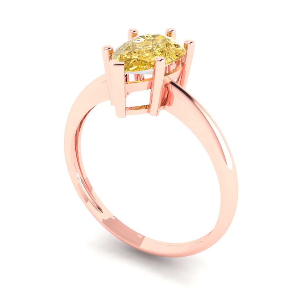 1.5 cttw Natural Citrine Solitaire  Engagement Ring - Solid Rose Gold (VVS1, Pear Cut,9x6mm)