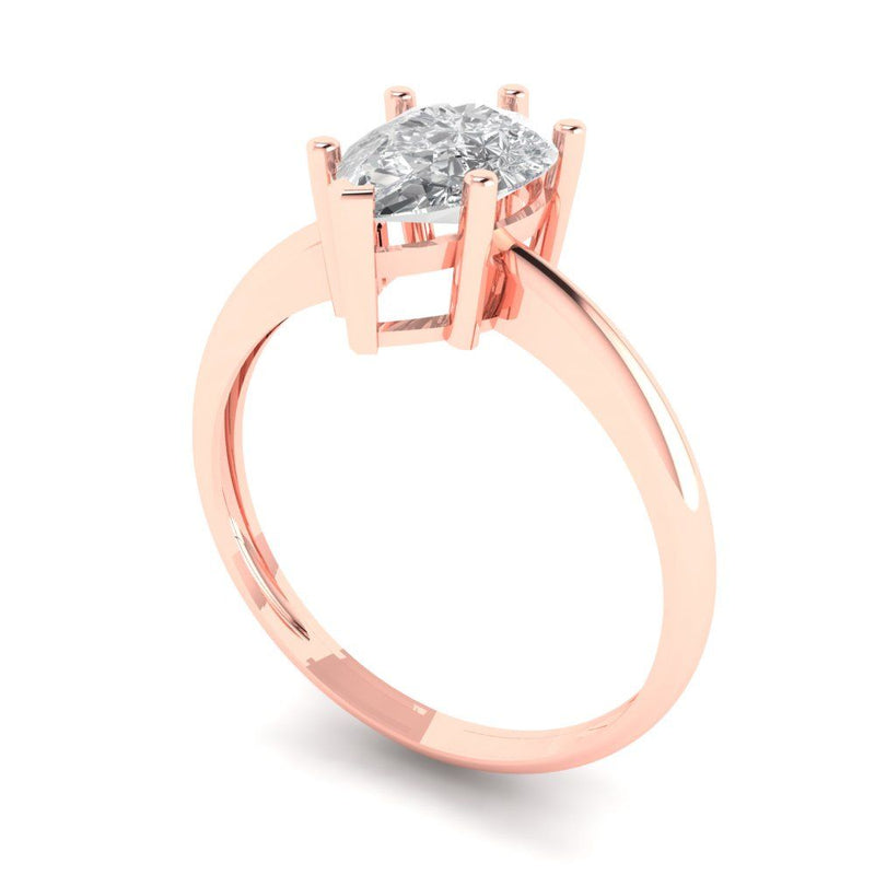 1.5 ct Brilliant Pear Cut Natural Diamond Stone Clarity SI1-2 Color G-H Rose Gold Solitaire Ring