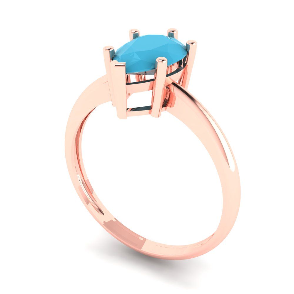 1.5 cttw Simulated Turquoise Solitaire  Engagement Ring - Solid Gold (Pear Cut,9x6mm)