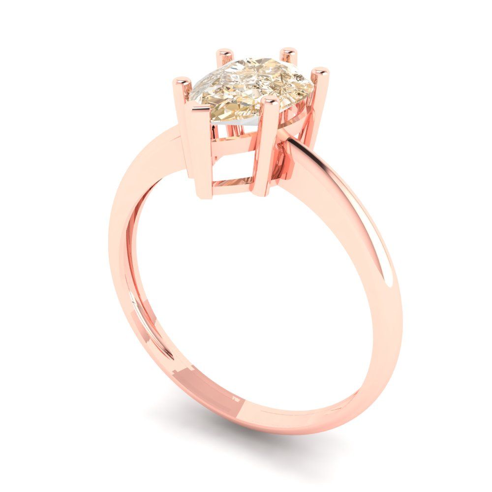 1.5 cttw Natural Morganite Solitaire  Engagement Ring - Solid Gold (Pear Cut,9x6mm)