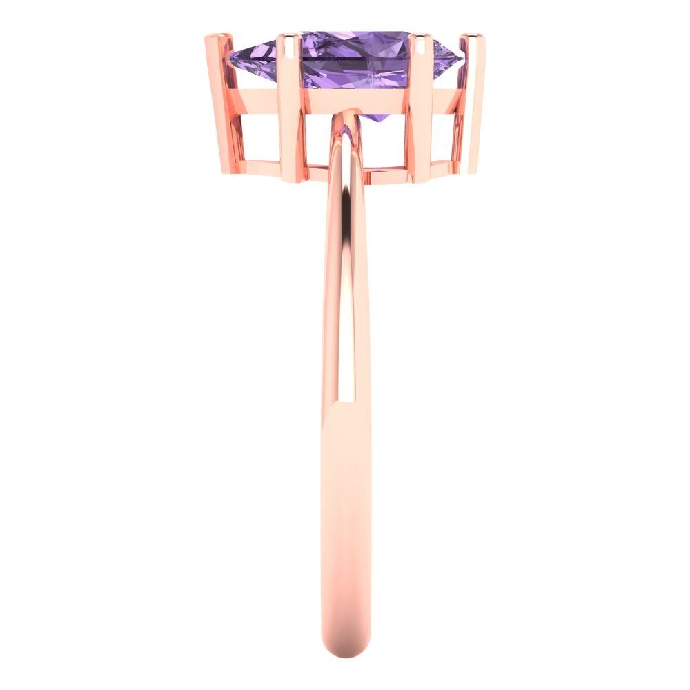 1.5 cttw Simulated Alexandrite Solitaire  Engagement Ring - Solid Rose Gold (VVS1, Pear Cut,9x6mm)