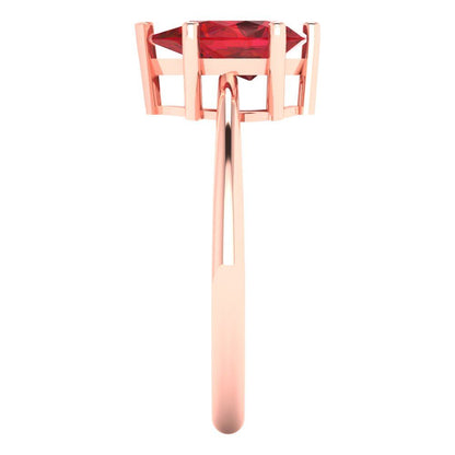 1.5 cttw Simulated Pink Tourmaline Solitaire  Engagement Ring - Solid Rose Gold (VVS1, Pear Cut,9x6mm)