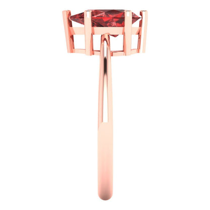 1.5 cttw Natural Garnet Solitaire  Engagement Ring - Solid Gold (Pear Cut,9x6mm)