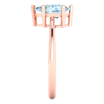 1.5 cttw Zirconia Simulated Blue Diamond Solitaire  Engagement Ring - Solid Gold (VVS1, Pear Cut,9x6mm)