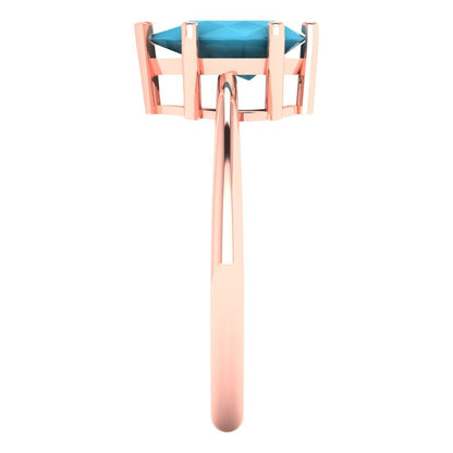 1.5 cttw Simulated Turquoise Solitaire  Engagement Ring - Solid Gold (Pear Cut,9x6mm)