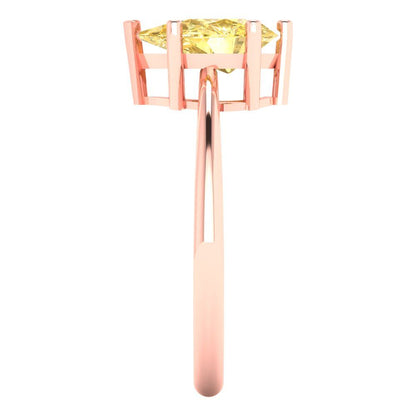1.5 cttw Natural Citrine Solitaire  Engagement Ring - Solid Rose Gold (VVS1, Pear Cut,9x6mm)