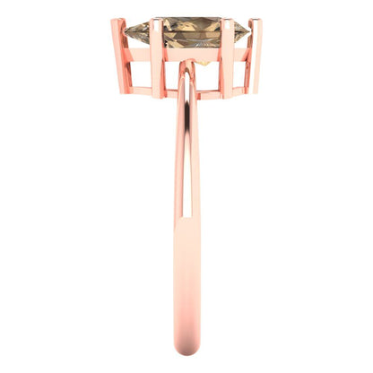 1.5 cttw Zirconia Simulated Champagne Diamond Solitaire  Engagement Ring - Solid Gold (VVS1, Pear Cut,9x6mm)