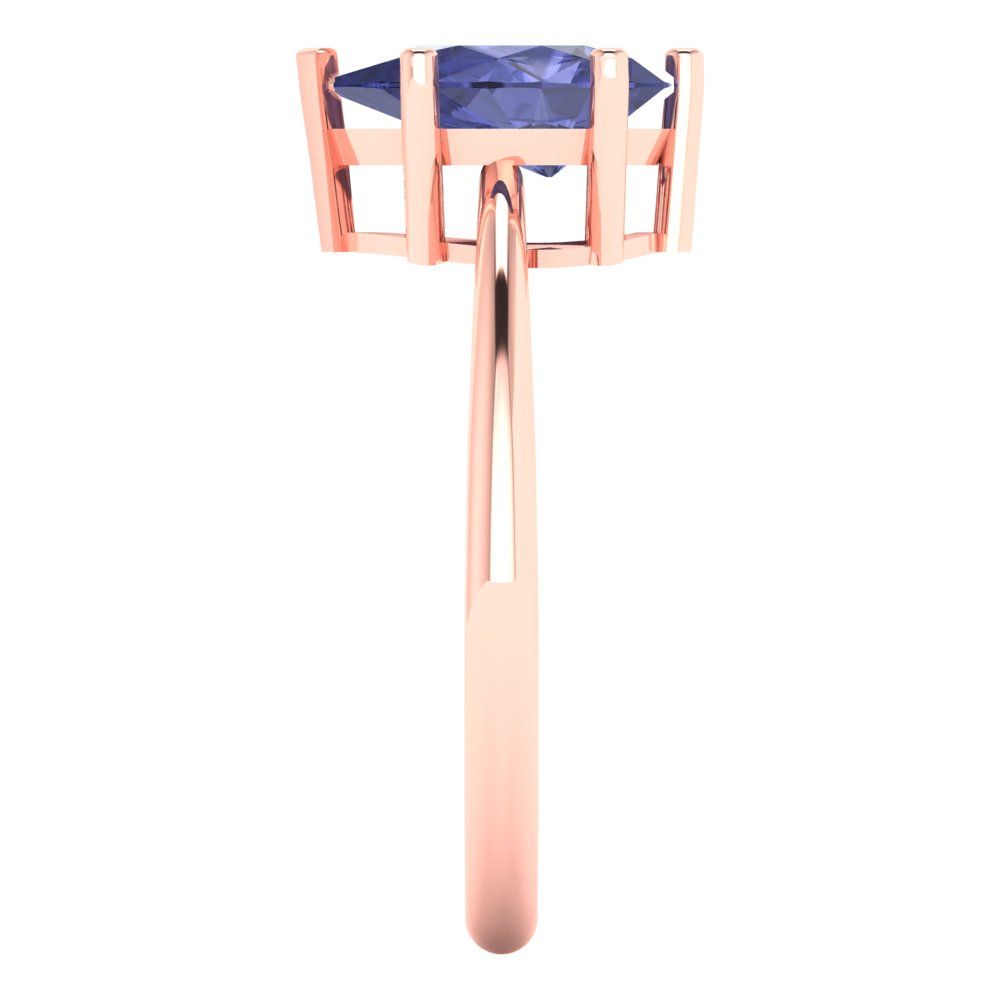 1.5 cttw Simulated Tanzanite Solitaire  Engagement Ring - Solid Gold (Pear Cut,9x6mm)