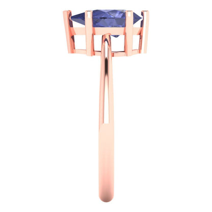 1.5 cttw Simulated Tanzanite Solitaire  Engagement Ring - Solid Gold (Pear Cut,9x6mm)
