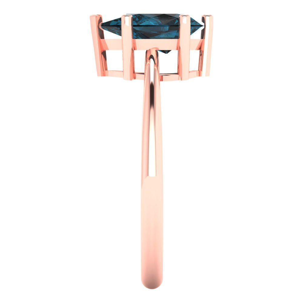 1.5 cttw Natural London Blue Topaz Solitaire  Engagement Ring - Solid Gold (Pear Cut,9x6mm)