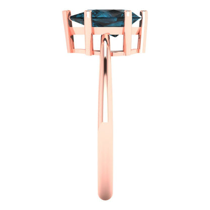 1.5 cttw Natural London Blue Topaz Solitaire  Engagement Ring - Solid Gold (Pear Cut,9x6mm)