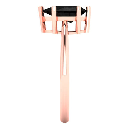 1.5 cttw Natural Onyx Solitaire  Engagement Ring - Solid Gold (Pear Cut,9x6mm)