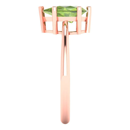 1.5 cttw Natural Peridot Solitaire  Engagement Ring - Solid Gold (Pear Cut,9x6mm)
