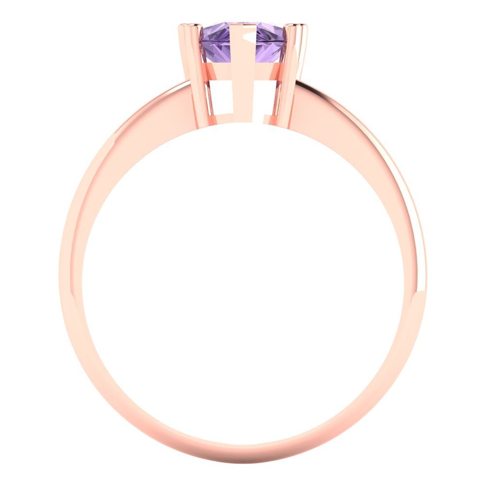 1.5 cttw Simulated Alexandrite Solitaire  Engagement Ring - Solid Rose Gold (VVS1, Pear Cut,9x6mm)