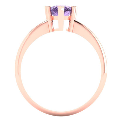 1.5 cttw Simulated Alexandrite Solitaire  Engagement Ring - Solid Rose Gold (VVS1, Pear Cut,9x6mm)