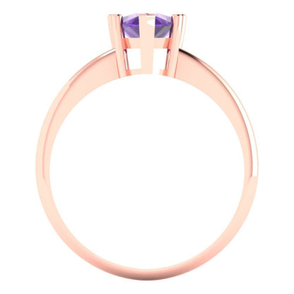 1.5 cttw Natural Amethyst Solitaire  Engagement Ring - Solid Gold (Pear Cut,9x6mm)