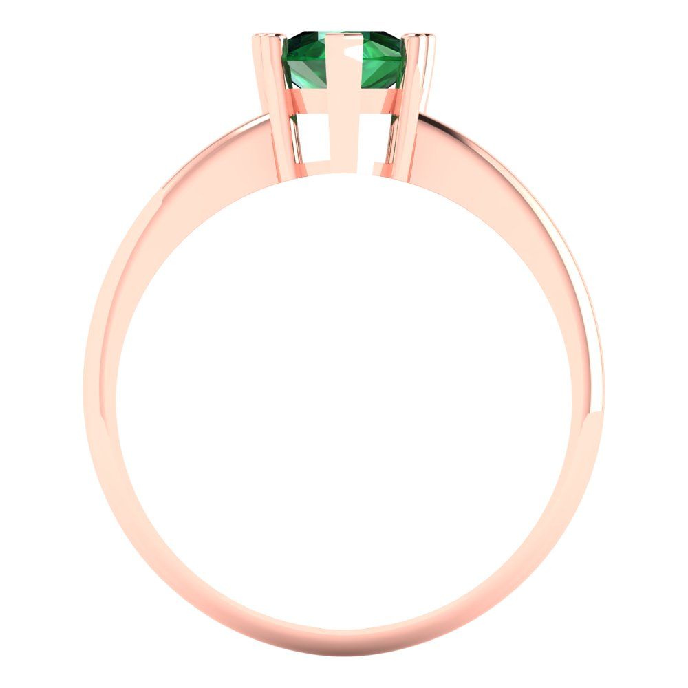 1.5 cttw Simulated Emerald Solitaire  Engagement Ring - Solid Rose Gold (VVS1, Pear Cut,9x6mm)