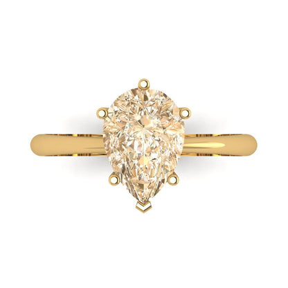 2 cttw Natural Morganite Solitaire  Engagement Ring - Solid Gold (Pear Cut,10x7mm)