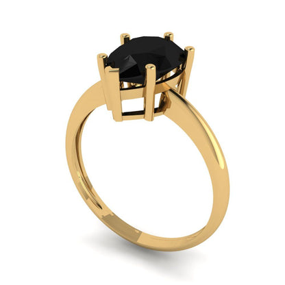 2 cttw Natural Onyx Solitaire  Engagement Ring - Solid Gold (Pear Cut,10x7mm)