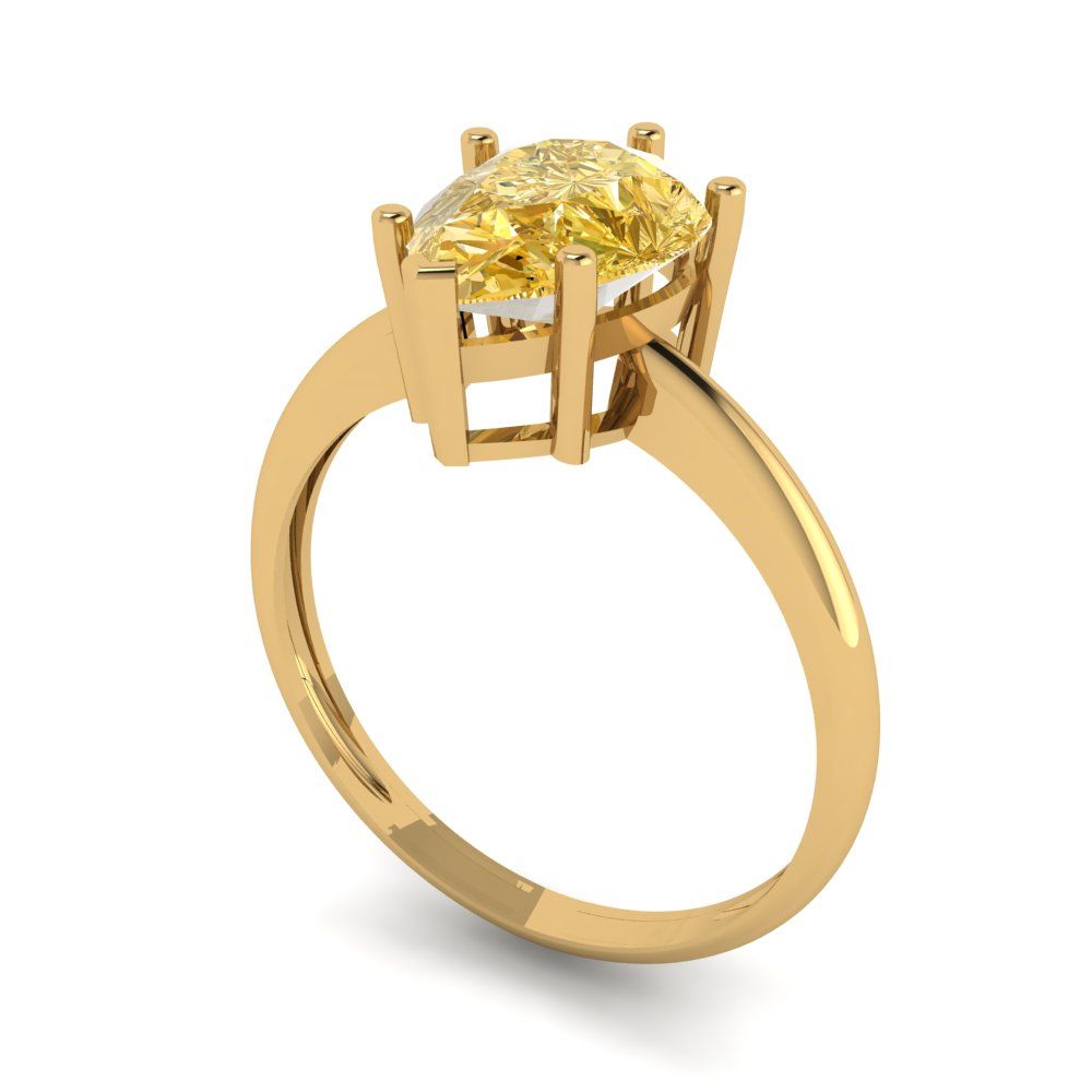 2 cttw Yellow Moissanite Solitaire  Engagement Ring - Solid Gold (Pear Cut,10x7mm)