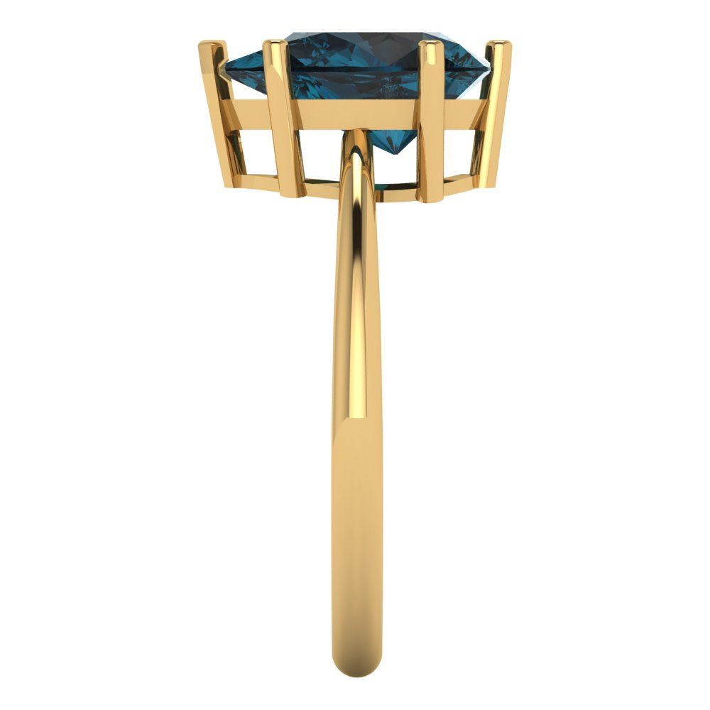 2 cttw Natural London Blue Topaz Solitaire  Engagement Ring - Solid Gold (Pear Cut,10x7mm)