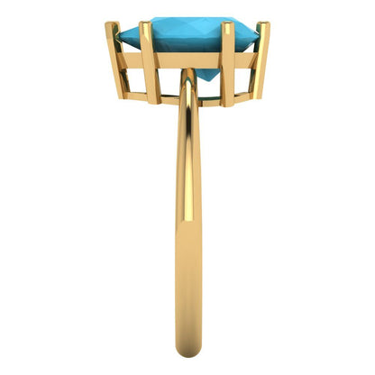 2 cttw Simulated Turquoise Solitaire  Engagement Ring - Solid Gold (Pear Cut,10x7mm)