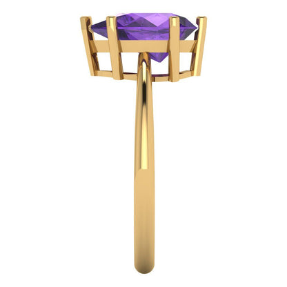 2 cttw Natural Amethyst Solitaire  Engagement Ring - Solid Gold (Pear Cut,10x7mm)