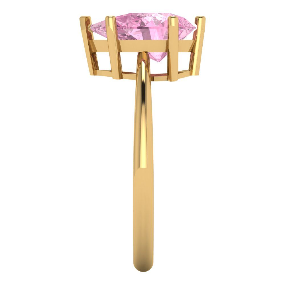 2 cttw Zirconia Simulated Pink Diamond Solitaire  Engagement Ring - Solid Gold (VVS1, Pear Cut,10x7mm)