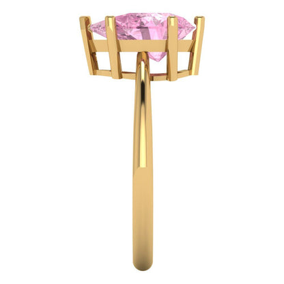 2 cttw Zirconia Simulated Pink Diamond Solitaire  Engagement Ring - Solid Gold (VVS1, Pear Cut,10x7mm)