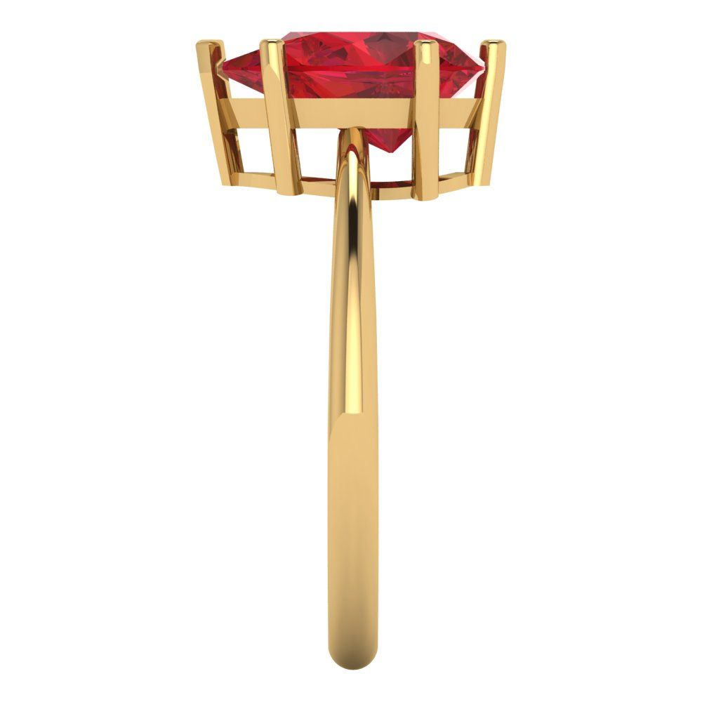 2 cttw Simulated Ruby Solitaire  Engagement Ring - Solid Yellow Gold (VVS1, Pear Cut,10x7mm)