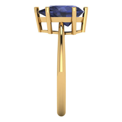 2 cttw Simulated Blue Sapphire Solitaire  Engagement Ring - Solid Gold (Pear Cut,10x7mm)