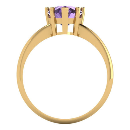 2 cttw Simulated Alexandrite Solitaire  Engagement Ring - Solid Gold (Pear Cut,10x7mm)