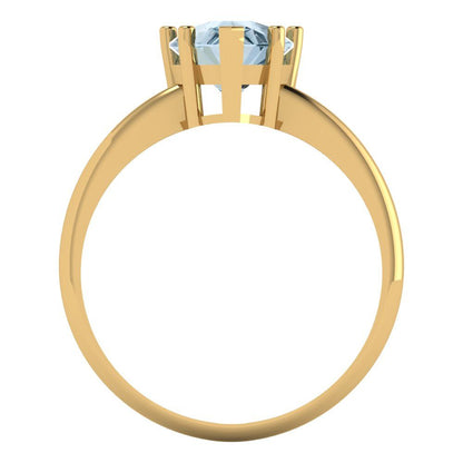 2 cttw Natural Sky Blue Topaz Solitaire  Engagement Ring - Solid Gold (Pear Cut,10x7mm)