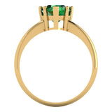 2.0 ct Brilliant Pear Cut Simulated Emerald Stone Yellow Gold Solitaire Ring