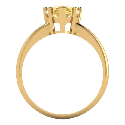 2 cttw Zirconia Simulated Yellow Diamond Solitaire  Engagement Ring - Solid Gold (VVS1, Pear Cut,10x7mm)
