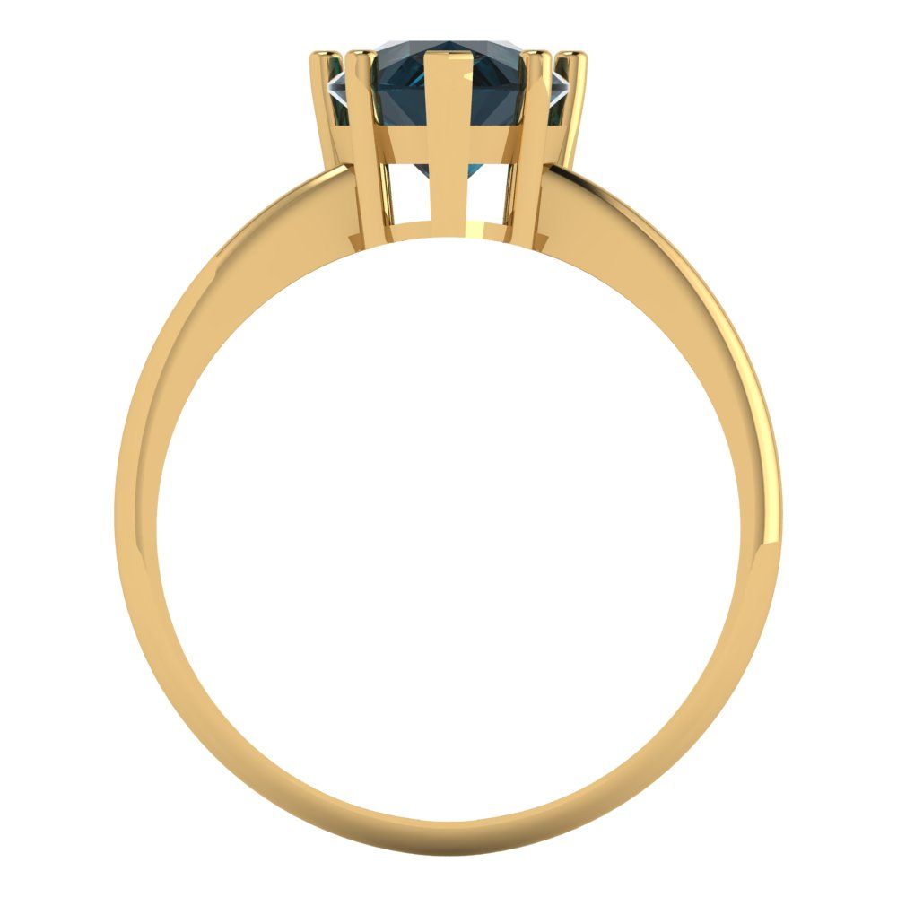 2 cttw Natural London Blue Topaz Solitaire  Engagement Ring - Solid Gold (Pear Cut,10x7mm)