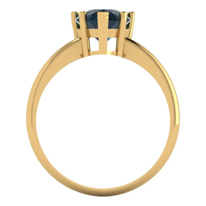 2 cttw Natural London Blue Topaz Solitaire  Engagement Ring - Solid Gold (Pear Cut,10x7mm)